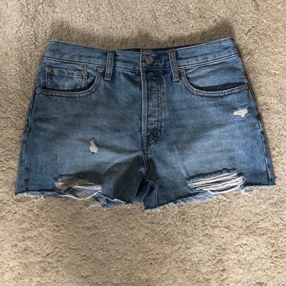 Free People Denim High Rise Shorts